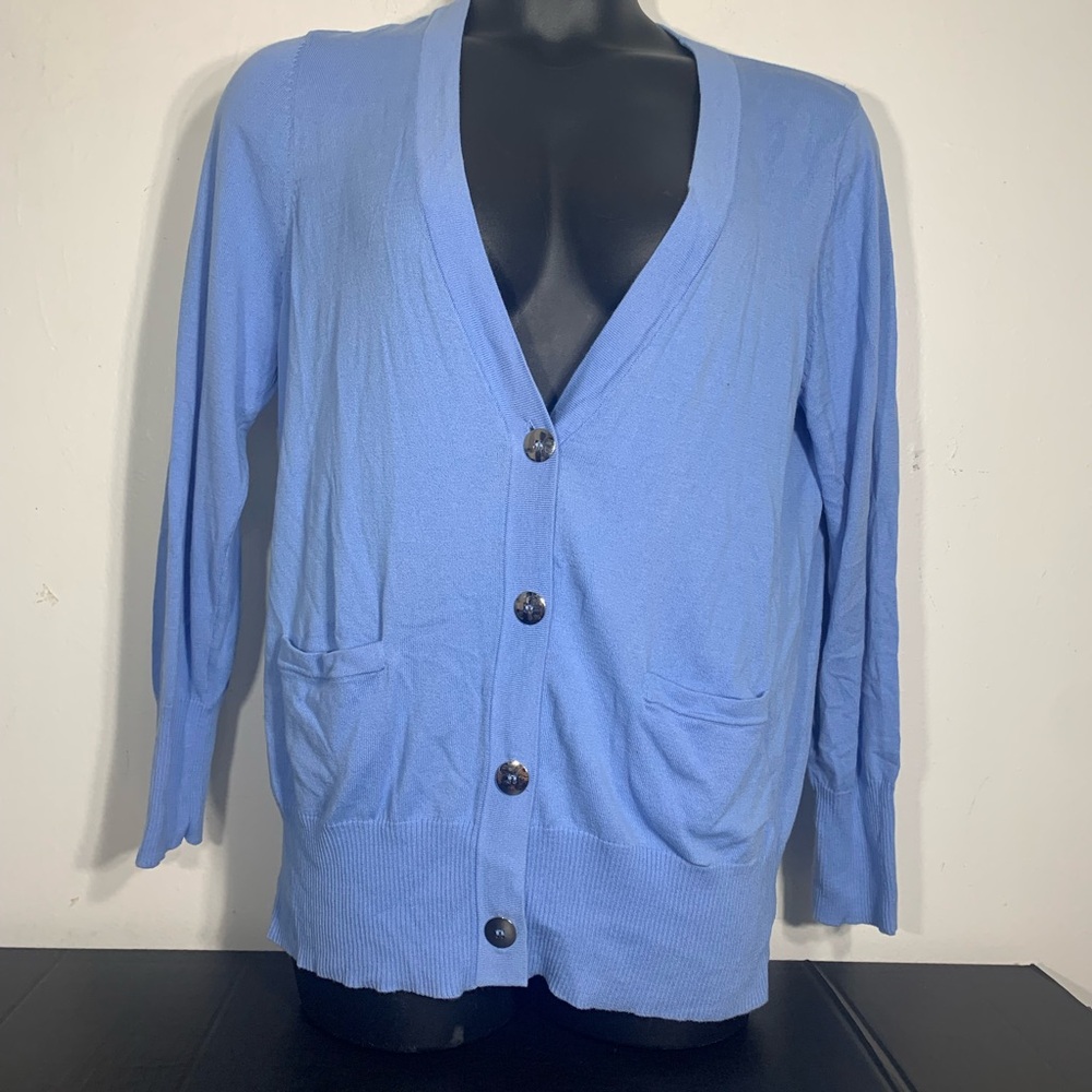Button-Up Cardigan sweater with pockets XL Blue NEW